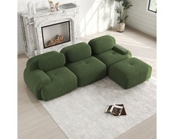 OKWISH Hoekbank Modulair - Montagevrij, Ergonomisch En Huisdiervriendelijk - Voor Woonkamer En Slaapkamer - Corduroy - Groen