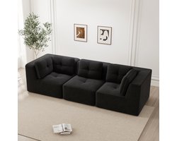 OKWISH Hoekbank Modulaire 3 Zits - Diepe Zitting En Geen Montage - Voor Woonkamer - Cord - Zwart