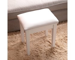 OKWISH Kaptafelkruk - Zonder Rugleuning - Voor Slaapkamer En Pianokamer - Hout En Wit - Compact Formaat