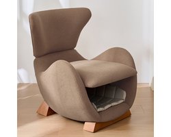 OKWISH Loungestoel – 1-Zits Fauteuil Met Huisdierholte Voor Katten En Kleine Honden – Krabbestendige Stof – Ergonomisch Schuim Voor Lezen/Relaxen – Bruin