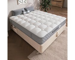 OKWISH Matras 120x200 cm - 7-Zones Pocketvering - Koudschuim - H3 Middenstevig - 20 cm Hoog - Polyester - Antislip Onderzijde - Wit - Met matras