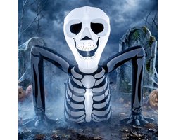 OKWISH Opblaasfiguur LED – 153 x 53 x 142 cm – Polyester – Zwart – Halloween Decoratie Voor Binnen En Buiten – Snel Opblaasbaar Met Verankering Voor Tuin