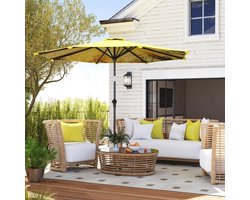 OKWISH Parasol Kantelbaar 294 Cm Met Handzwengel Aluminium Geel Voor Tuin Terras En Balkon Met Windventilatie
