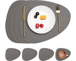 OKWISH Placemat – Dubbelzijdig En Waterafstotend – Voor Eettafel, Keuken En Bureau – 34 X 41 Cm – Kunstleer – Zwart