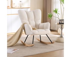 OKWISH Relax Schommelstoel - Stoffen Bekleding Met Ergonomisch Ontwerp En Schommelend Ontwerp - Extra Brede Zit - Wit