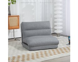 OKWISH Relaxfauteuil 70 x 41 x 56 cm - 6 Standen Verstelbare Rugleuning Met Bedfunctie - Voor Lezen, Mediteren En Rusten - Polyester - Grijs