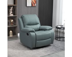 OKWISH Relaxfauteuil 93 x 100 x 98 Cm - Handmatig Verstelbaar Tot 135 Graden Met Draaifunctie En Voetsteun - Woonkamer - Polyester - Groen