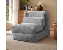OKWISH Relaxfauteuil - Omvormbaar Tot Ligstoel - Voor Woonkamer En Slaapkamer - Schuim - Grijs