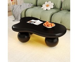 OKWISH Salontafels Koffietafel - LED Salontafel Met 16 Kleuren - Wolkenvorm Rond Ontwerp - Salon Tafel - 95x62,5x32 cm - MDF - Zwart
