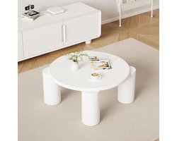 OKWISH Salontafels Koffietafel - Wolkenvormige Koffietafel - Modern Rond Bijzettafeltje - Afgeronde Kanten - 70x70x40 cm - PVC - Wit