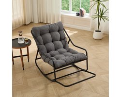 OKWISH Schommelstoel 75 x 116 x 82 cm - Verstelbare Schommelbeweging - Voor Woonkamer Slaapkamer En Terras - Staal - Grijs