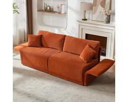 OKWISH Slaapbank 2 Zits Oranje – Met Slaapfunctie – Moderne Minimalistische Corduroy Bank Voor Woonkamer, Kantoor En Studio – Polyester – Oranje