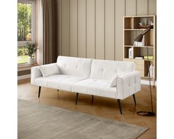 OKWISH Slaapbank – Opklapbare Zitbank Met Comfortabele Ribstof – Voor Kleine Woonkamer Of Werkkamer – Stof – Beige