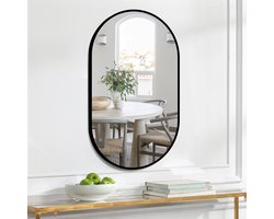 OKWISH Spiegel – Explosiebestendig Veiligheidsglas – 50x80 cm – Glas;Metaal – Zilver – Voor Badkamer, Hal Of Dressing – Horizontaal En Verticaal Monteerbaar