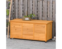 OKWISH Tuin Opbergkist - Veel Opbergruimte - Voor Kussens En Gereedschap - Hout Geel - 127×56×60 Cm