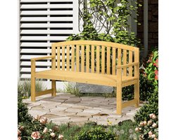 OKWISH Tuinbank Ergonomisch – 143 x 51 x 85 cm – Dennenhout – Oranje – 2-Zits Met Rugleuning Voor Tuin En Terras