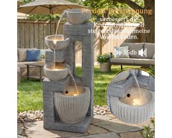 OKWISH Tuinfontein 80 Cm - Led Verlichting Warm Geel - Rustgevend Watergeluid Voor Tuin Terras Balkon - Hars - Grijs