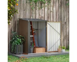 OKWISH Tuinhuis Ruim – 100 X 103 X 160 Cm – Staal – Bruin – Opbergschuur Voor Balkon Terras Tuin – Afsluitbare Deur