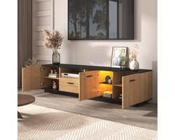 OKWISH TV-kasten 180x40x45 cm - TV meubel Met Twee Open Vakken - Geschikt Voor Woonkamer En Slaapkamer - Rechthoekig - Televisieaccessoires - MDF - Natuurlijk