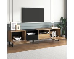 OKWISH TV-kasten 190x38x48 cm - TV meubel Modern - Met Grote Opbergruimte - Rechthoekig - Bohème Stijl - MDF - Natuurlijk
