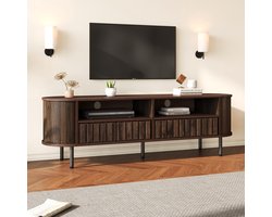 OKWISH TV-Meubel – Model 160 – 2 Laden – Zonder LED – Minimalistisch Ontwerp Met Opbergruimte – MDF Notenbruin – 160x40x48 cm – Geschikt Voor 65 Inch TV