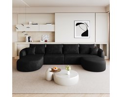 OKWISH U-Bank - Modulaire Hoekbank Zonder Montage - Ruimtebesparend Voor Woonkamer Of Slaapkamer - Stof - Zwart