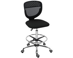 OKWISH Vergaderstoelen - Verstelbare Bureaustoel Met Hoog Bürostuhldesign - Ergonomisch, Met Voetring Voor Thuiswerk - 59×59×126 cm - Polyester - Zwart