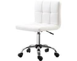 OKWISH Vergaderstoelen - Verstelbare Bureaustoel Zonder Armleuningen - Ergonomisch Draaibaar Met 5 Stil Wieltjes - 51×46×92 cm - Ledervezelstof - Wit