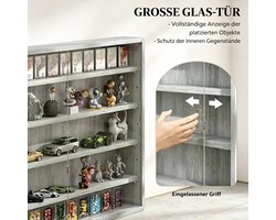 OKWISH Vitrinekast Wandmodel Met 2 Schuifdeuren 4 Verstelbare Planken Voor Collecties En Decoratie Grijs 80 X 9,5 X 60 Cm