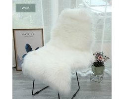 OKWISH Vloerkleden - Nep Schapenvacht Kleed Wit Met Warm Pluche Voor Bank Of Stoel - Hoogpolig Zacht Vloerkleed 60x100cm