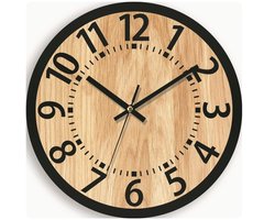 OKWISH Wandklokken - Houten Klok 34 cm - Decoratieve Wandklok voor Woonkamer of Kantoor - Geruisloos Quarzuurwerk - Houtkleur
