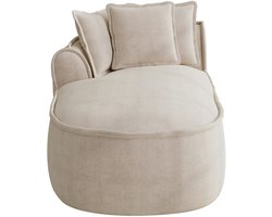 OKWISH Zitbank - 1-Zits Chaise Longue Met Kussens - Extra Diepe Zitting & Ergonomisch Comfort - Woonkamer - Chenille - Licht Taupe