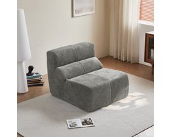 OKWISH Zitbank - 1-Zits Compressed Sofa met Fluweel - Armloos, Zacht en Ondersteunend - Voor Woonkamer, Kantoor en Kleine Ruimtes - Lichtgrijs