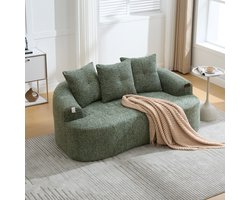 OKWISH Zitbank 164 X 92 X 60 Cm - Extra Diepe Zitting Met Pocketveren En Schuim - Compact Voor Woonkamer Of Studio - Chenille - Groen