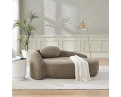 OKWISH Zitbank Compact - Zachte Teddy Bekleding Met Kussen - Voor Woonkamer Of Slaapkamer - Teddy - Bruin