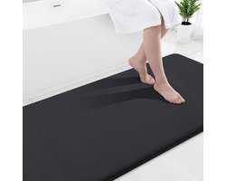 Olanly Badmat - Snel Absorberende Badmat - Douchemat - PVC Antislip Mat - 61x120 cm - Zwart-Super Zacht