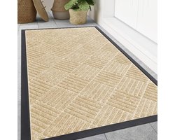 Olanly - Deurmat - Binnen- en buitengebruik natuurlijke rubberen deurmat - Anti-slip en vuilafstotend - 120x180 cm - Beige