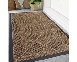 Olanly - Deurmat - Binnen- en buitengebruik natuurlijke rubberen deurmat - Anti-slip en vuilafstotend - 120x180 cm - Bruin
