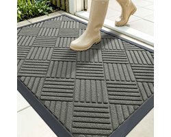 Olanly - Deurmat - Binnen- en buitengebruik natuurlijke rubberen deurmat - Anti-slip en vuilafstotend - 120x180 cm - Middelgrijs