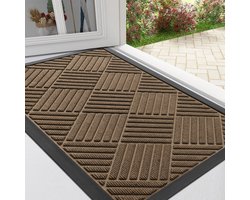 Olanly - Deurmat - Binnen- en buitengebruik natuurlijke rubberen deurmat - Anti-slip en vuilafstotend - 60x90 cm - Bruin