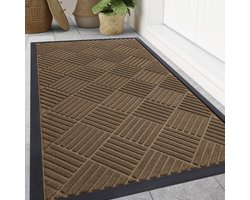 Olanly - Deurmat - Binnen- en buitengebruik natuurlijke rubberen deurmat - Anti-slip en vuilafstotend - 80x120 cm - Bruin