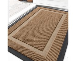 Olanly - Deurmat - Voordeurmat - Rubberen achterkant - Waterdicht en kleurvast - 60x90 cm - Lichtbruin