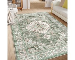 Olanly Woonkamerkleed - Zacht Fluwelen Vloerkleed Voor Naast Het Bed - Wasbaar Klein Vloerkleed - 183x275 cm - Rechthoekig - Groen