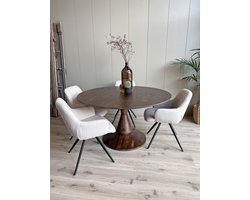 Old Inn - Eetkamertafel Mango Rond Walnoot 140cm