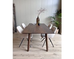 Old Inn - Eetkamertafel Mango walnoot met houten poot 240x100cm