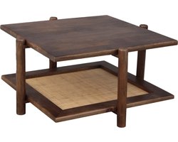 Old Inn - Mango salontafel walnoot met rotan vierkant