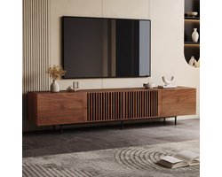 OleyLuckLive-TV Meubel-180 cm Walnoot-Geschikt voor 75+ inch TV-Met Ruime Opbergruimte