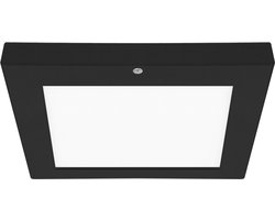 OLGIERD - LED Plafondlamp met Bewegingssensor + Dag en Nacht Sensor - 18W - 2310 Lumen - Aanpasbare Kleur CCT - 360° Zichthoek - Opbouw/Inbouw - Vierkant - Mat Zwart - 225 mm