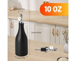 Oliefles,Azijn en oliedispensers,Olijfoliefles Met Trechter, Label, Porselein Olijfolie Dispenser Bottle, Glazen Fles Voor Keuken En Barbecue (Zwart)