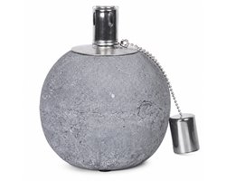 Olielamp Beton Look – Tafellamp Olie – Buitenlamp & Sfeerlamp – Beton Design – Navulbare Oliebrander 17 cm